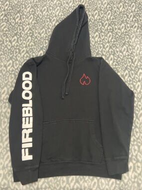 Black FireBlood Pullover Hoodie with Red Flame Logo